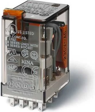 Finder Pramoninė relė 4P 7A 24V DC bandymo mygtukas LED veikimo indikatorius (55.34.9.024.0094)