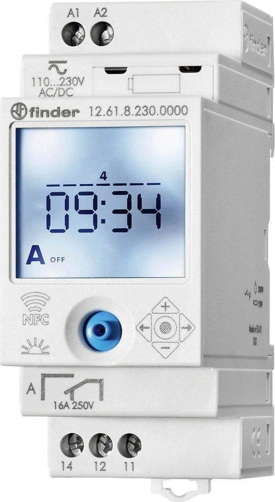 Finder ASTRO skaitmeninis laikrodis / TIME NFC 1P 16A 230V AC / DC 12.A1.8.230.00000