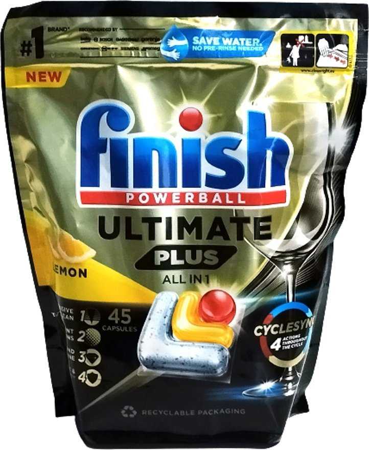 FINISH ULTIMATE PLUS LEMON indaplovių kapsulės, 45 vnt