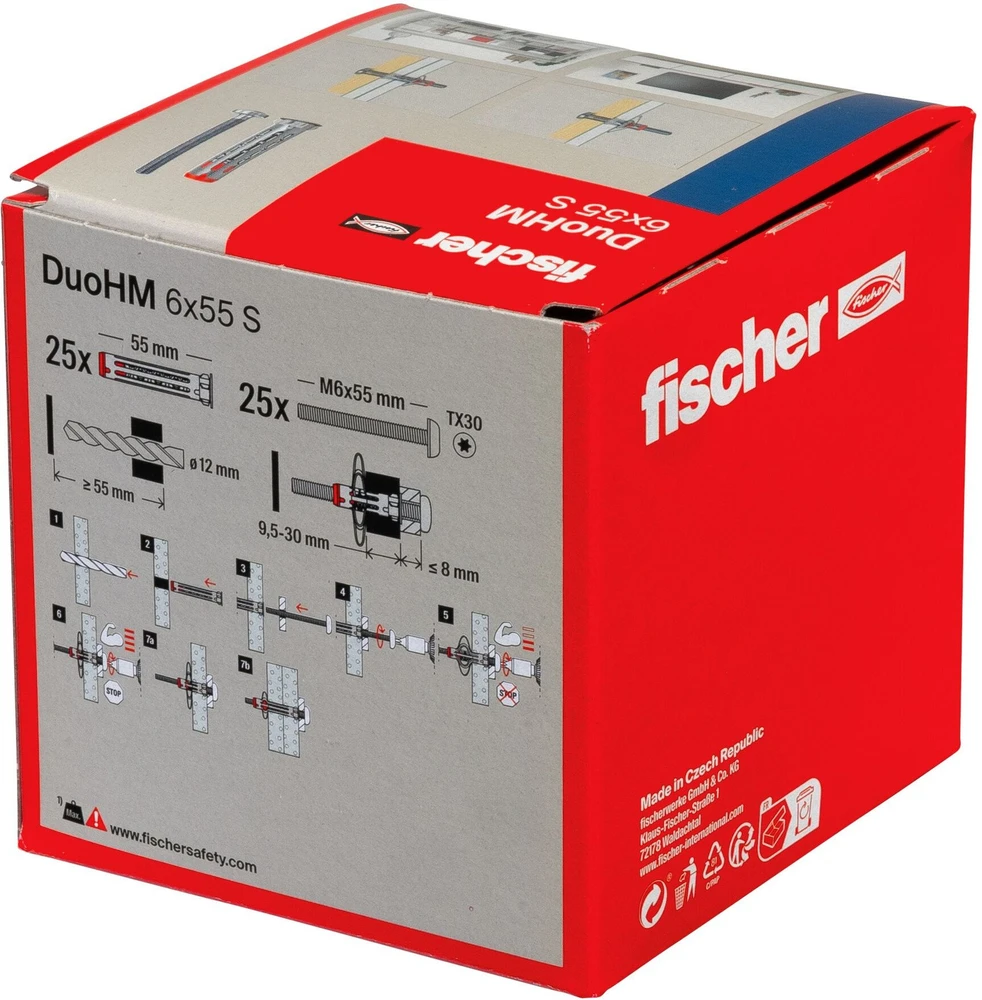 Tuščiavidurių konstrukcijų kaištis DuoHM 6x55 S PH TX, Fischer, 25 vnt.
