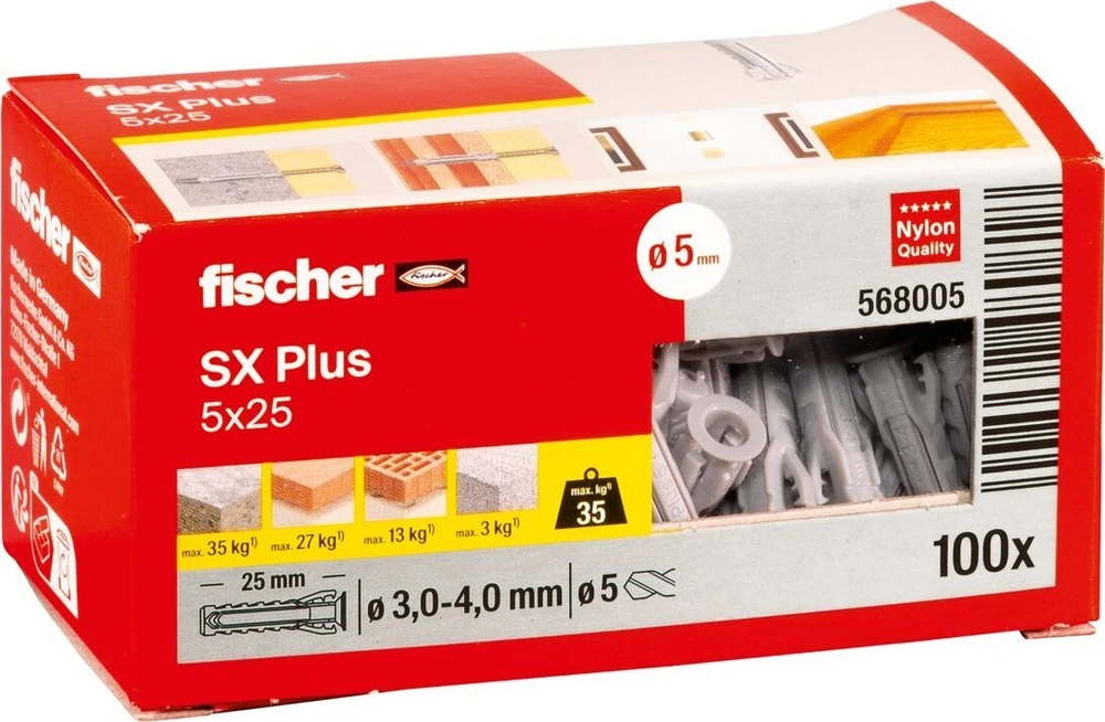 Fischer Univers. kaišt. SX Plus 5x25 mm, 100 vnt.