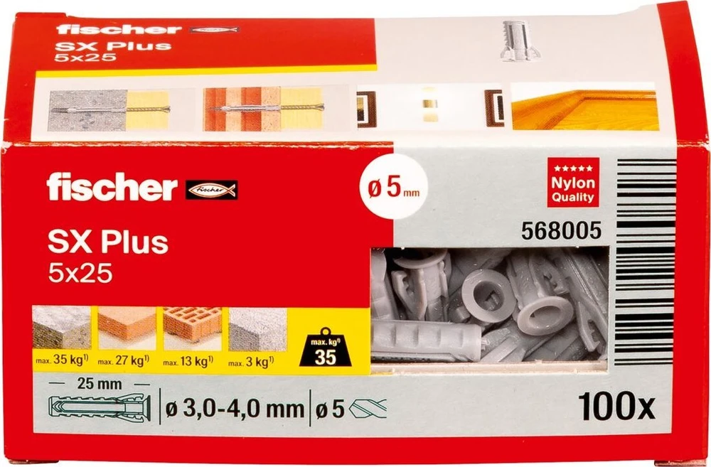 Fischer Univers. kaišt. SX Plus 5x25 mm, 100 vnt.