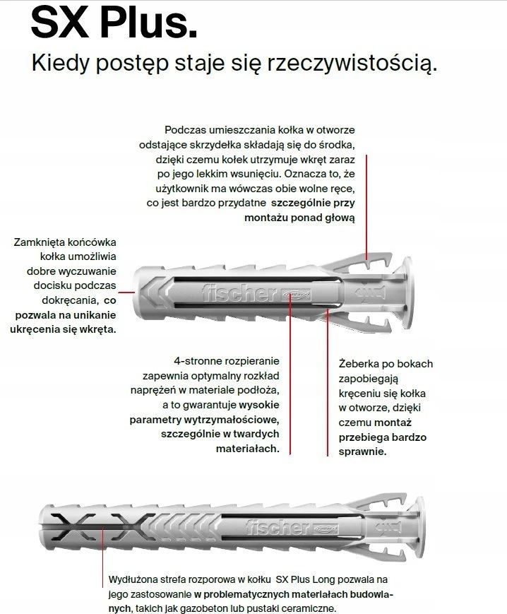 Nailoninis kaištis Fischer SX Plus; 8,0x40 mm; 100 vnt.