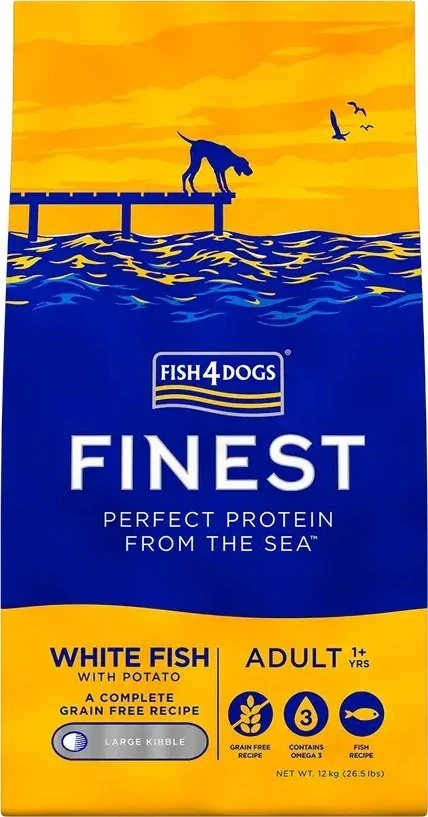 Sausas Šunų Maistas - FISH4DOGS Finest Ocean su balta žuvimi 12kg