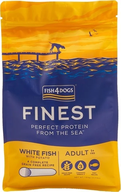 Sausas Šunų Maistas - FISH4DOGS Finest Ocean su balta žuvimi 12kg