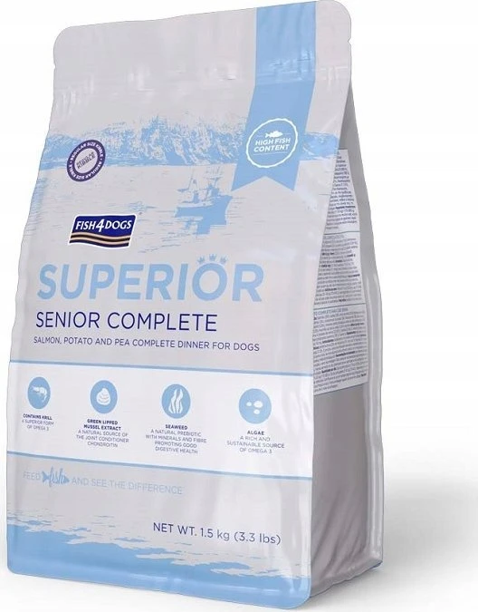 Sausas šunų maistas - FISH4DOGS Superior Senior lašiša 1,5kg begrūdis