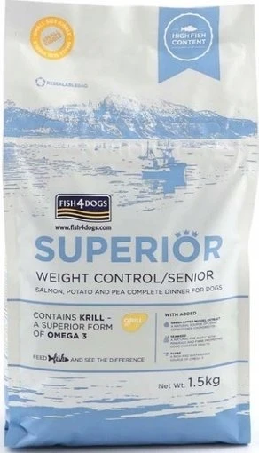 Sausas šunų maistas - FISH4DOGS Superior Senior lašiša 1,5kg begrūdis