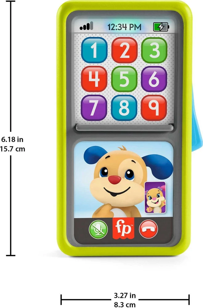 „Fisher-Price“ kūdikių žaislas „Laugh Learn“ – 2 viename išmanusis telefonas su slankikliu, skirtas mokytis (HNL41)