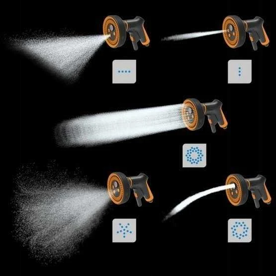 Fiskars „Comfort“ daugiafunkcis laistymo pistoletas, su valdymu priekyje