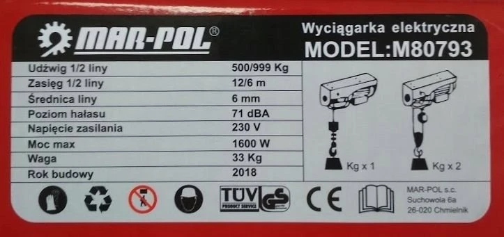 Fiskars WCIĄGARKA ELEKTRYCZNA 500/1000KG/MAR-POL