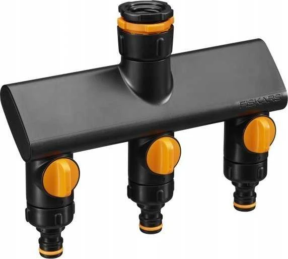 Fiskars Comfort čiaupo jungtis su trimis žarnų pajungimais On/ff