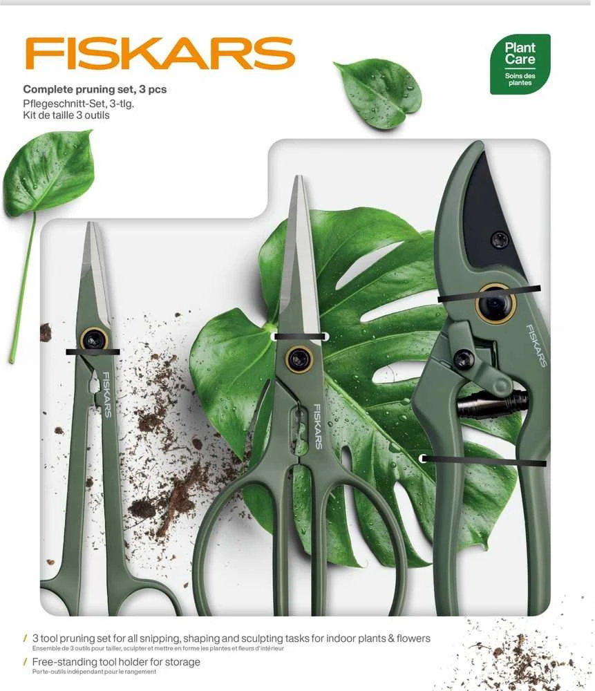 Fiskars Trijų dalių rinkinys: sekatorius, kirpiklis, kirpiklis preciziškam kirpimui + dėklas