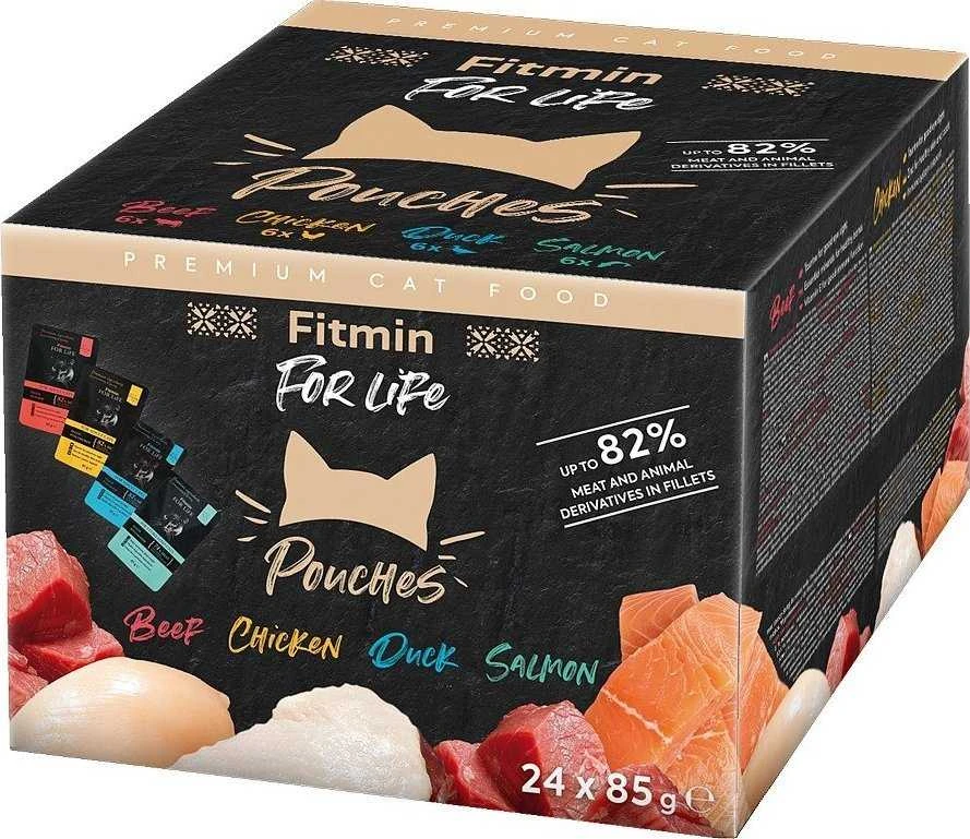 FITMIN For Life Pouch multipack - šlapias kačių maistas - 24x85g
