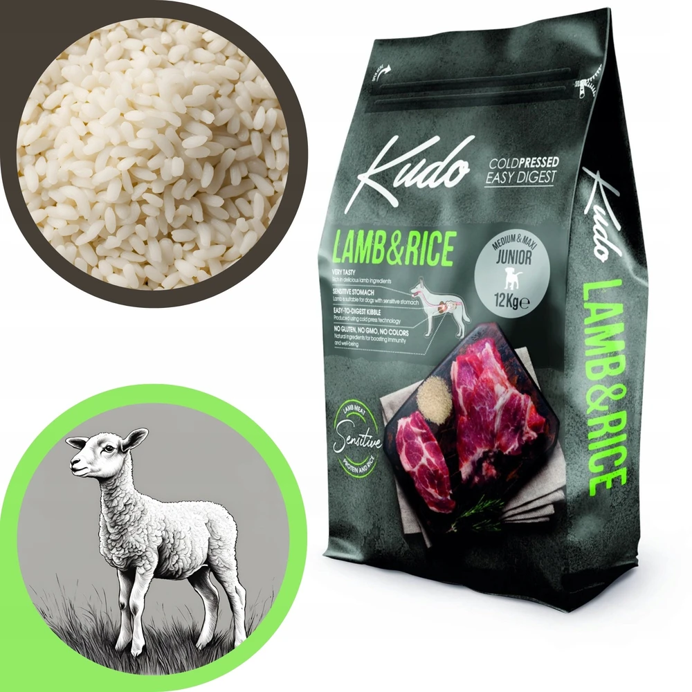 Fitmin Kudo su ėriena ir ryžiais Medium/Maxi Junior 12kg
