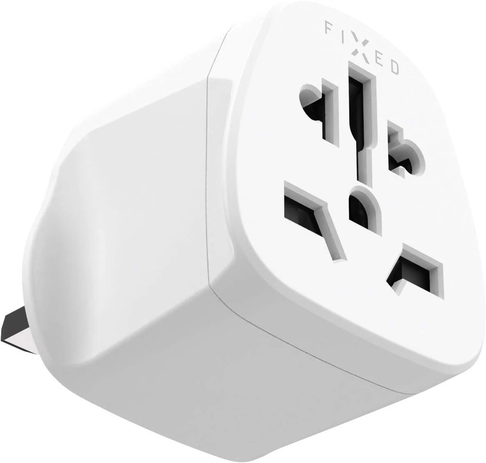 Fixed Adapteris kelioninis EU, US, AUS do gniazdek UK balta