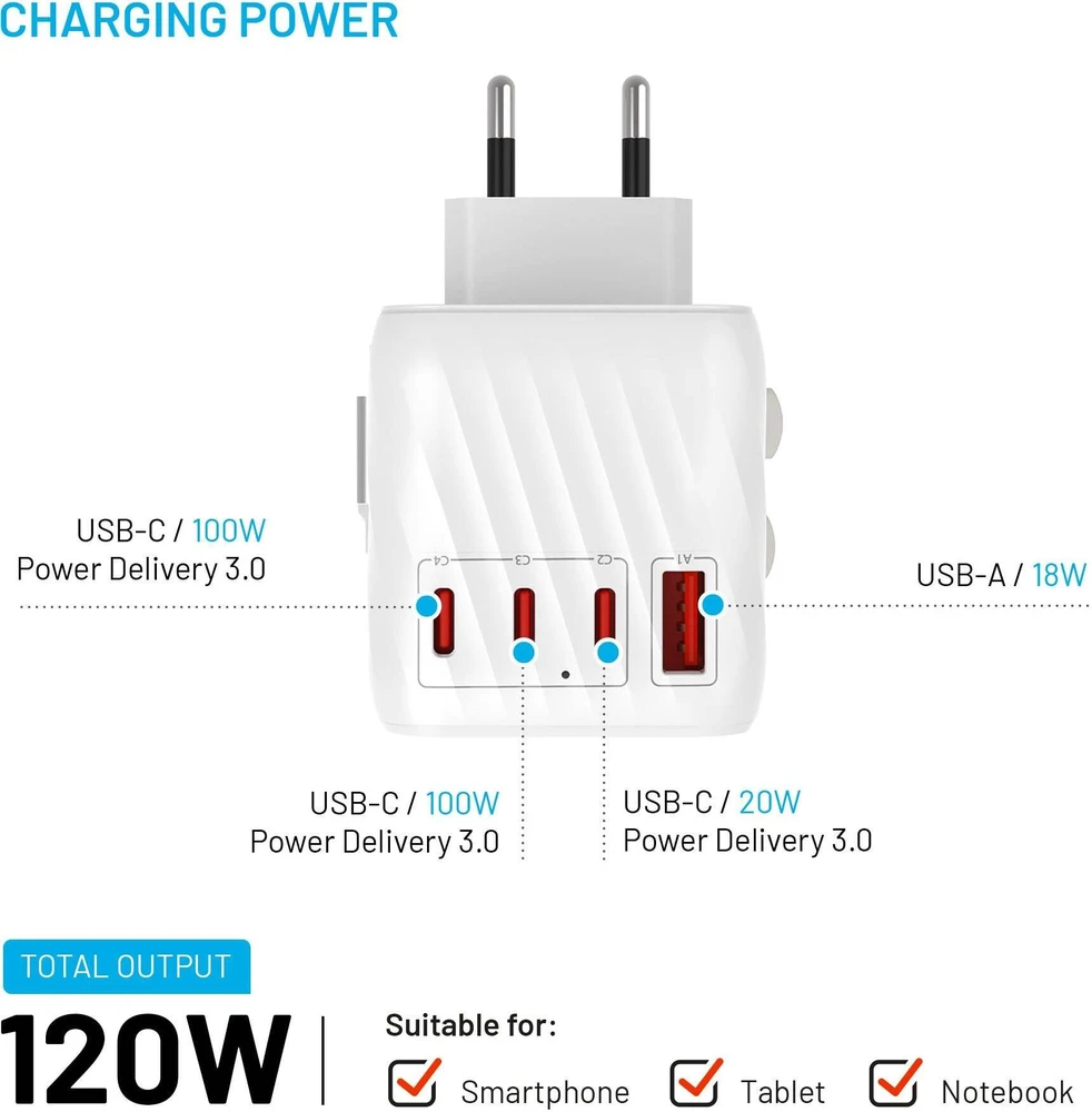 Fixed Adapteris kelioninis Voyager70W balta