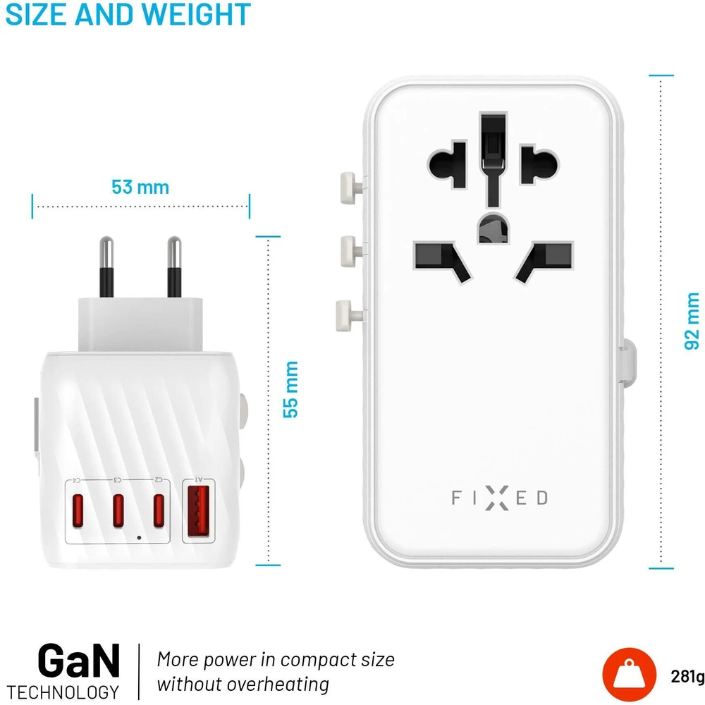 Fixed Adapteris kelioninis Voyager70W balta