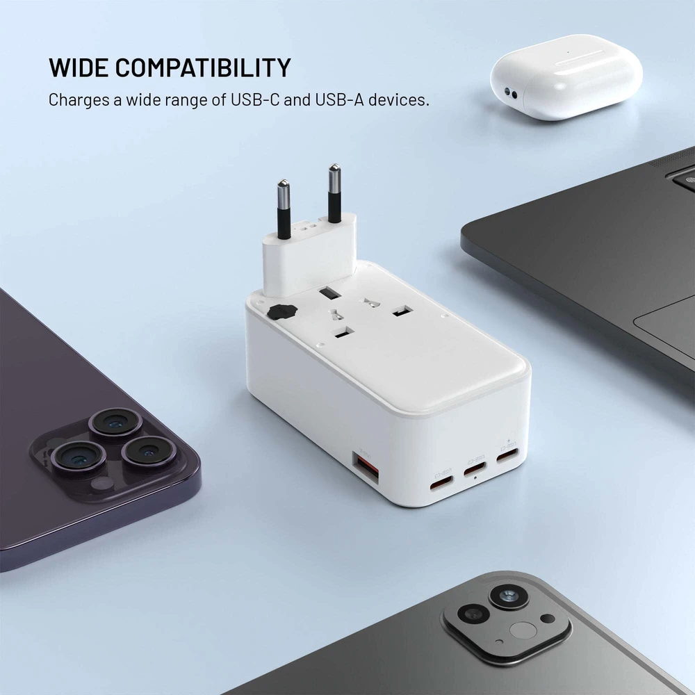 Fixed Adapteris sieciowy GaN USB-C, USB-A, 45W Voyager Slim (FIXCT45-3C1A-WH)