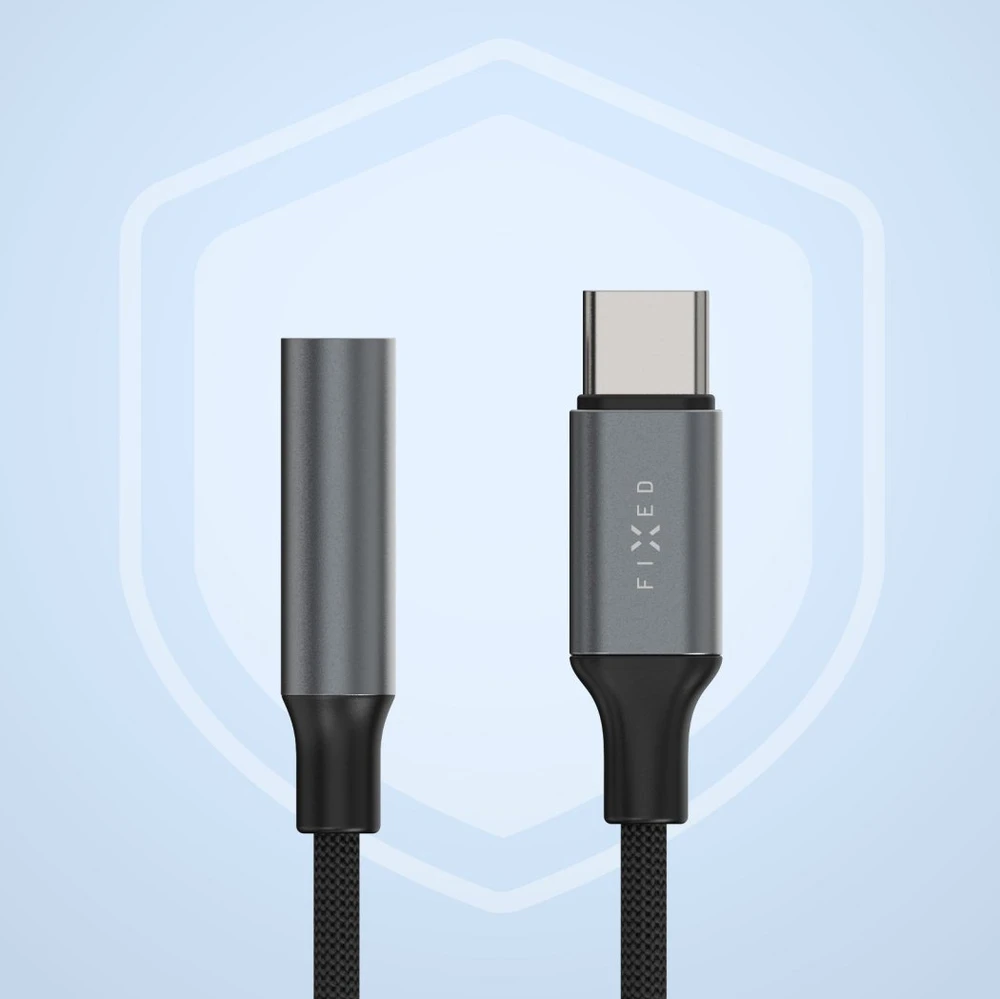 Fixed Adapteris su aliuminio FIXED Link USB-C na 3,5mm jack space pilka