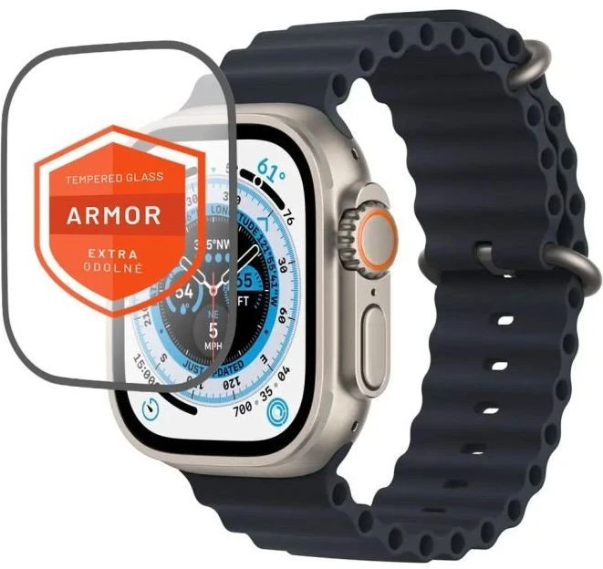 Fixed Fiksuotas | Šarvuotas grūdintas stiklas, skirtas „Apple Watch Ultra 49mm“ / „Ultra 2 49mm“ | Juodas