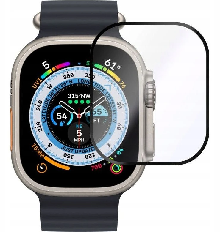Fixed Fiksuotas | Šarvuotas grūdintas stiklas, skirtas „Apple Watch Ultra 49mm“ / „Ultra 2 49mm“ | Juodas