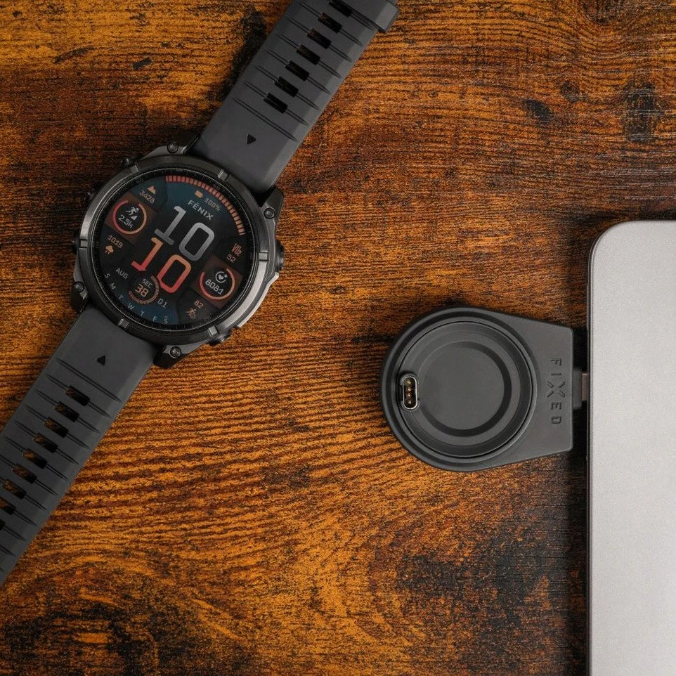 Fixed Fiksuotas | Įkraunamas USB-C adapteris, skirtas išmaniesiems laikrodžiams „Garmin Fenix ​​​​5/6/7/7X/8“, „Epix“, „Venu 2/3/3S“, „Vívoactive 3/4/5“.