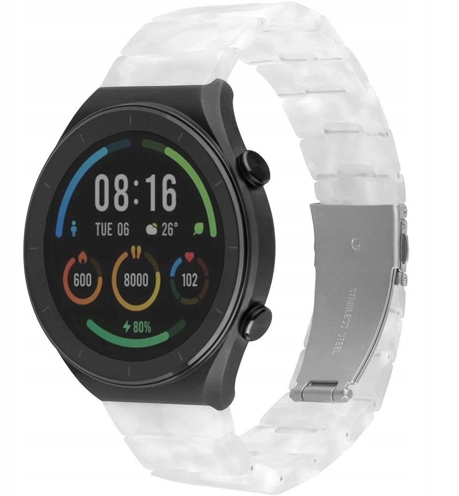 Fixed Dirželis su żywicy Resin Dirželis su szybkim zapięciem 22 mm do smartwatcha, Cloud Baltas
