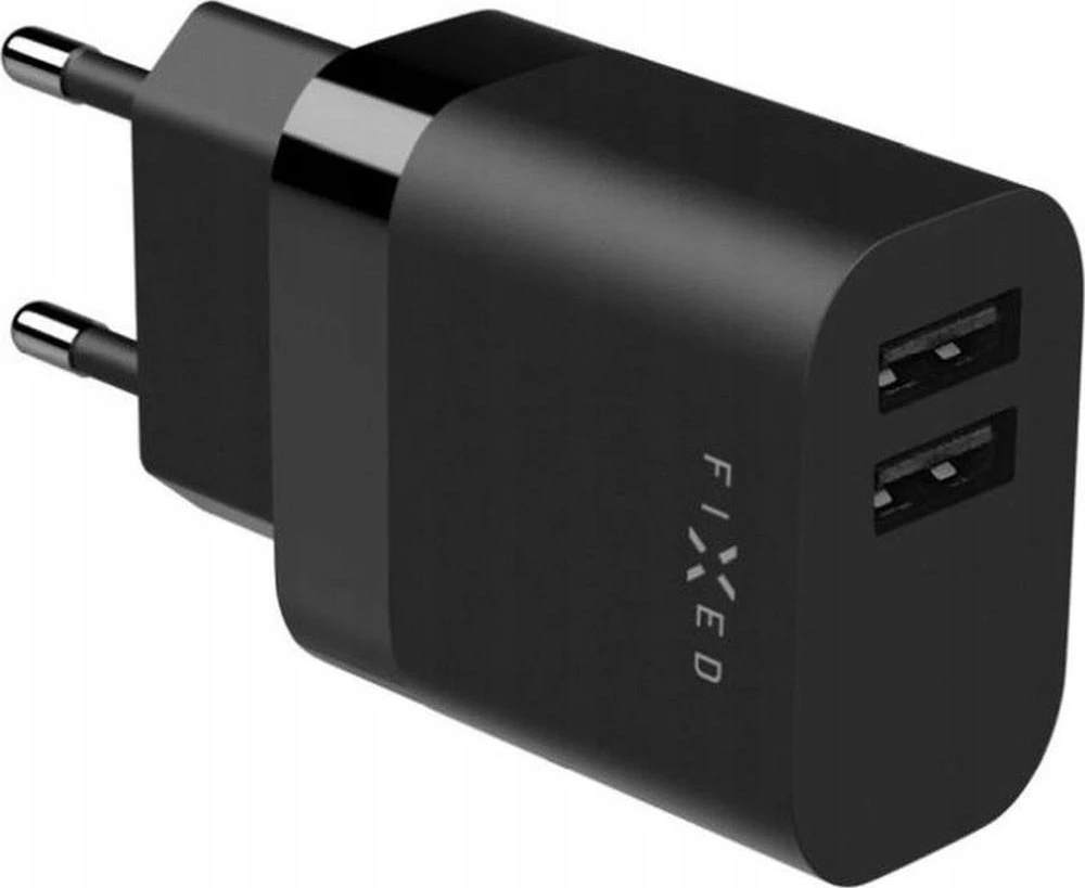 Fixed Fiksuotas | Dvigubas USB kelioninis įkroviklis 17W | FIXC17N-2U-BK
