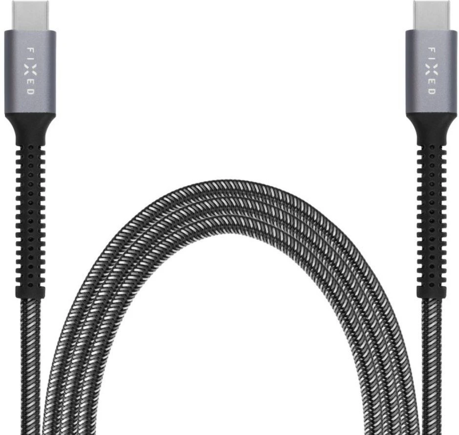 Fixed Fiksuotas | Šarvų kabelis USB-C/USB-C, 1,2 m, 240 W | FIXDA-CC12-GR