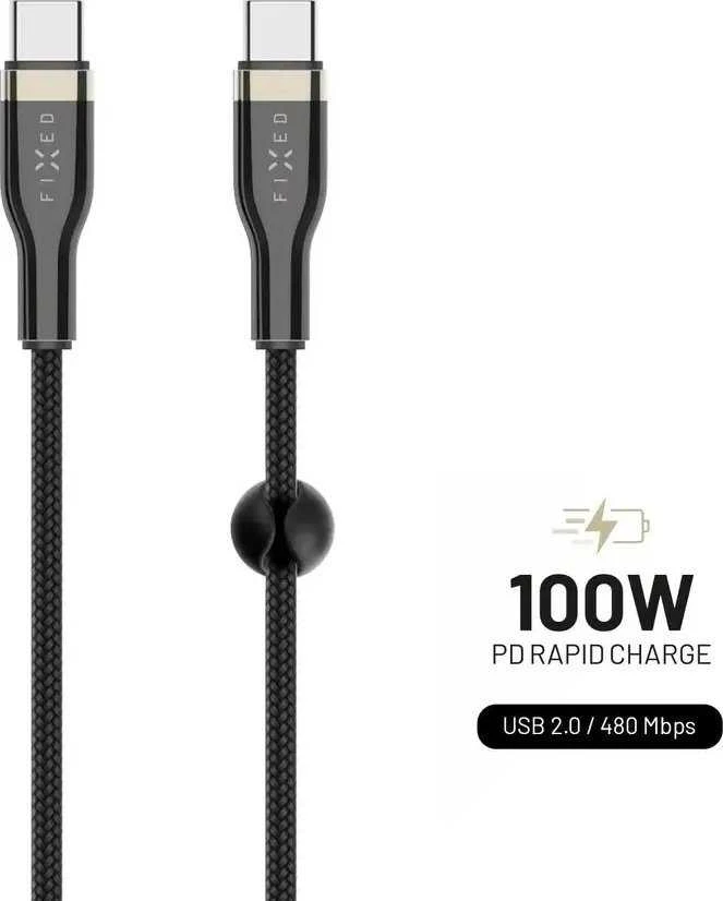 Fixed Fiksuotas | Pintas kabelis, 100W | FIXDB-CC12-BK | Juodas