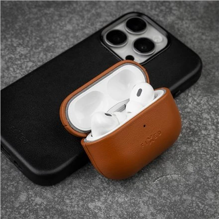 Fixed Fiksuotas | Ausinių dėklas su MagSafe palaikymu | Apple AirPods Pro 2 / Pro 2 (USB-C) | Ruda | Oda