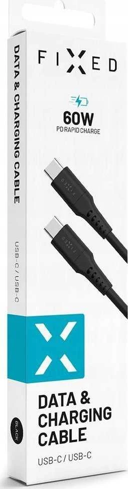Fixed Ištaisyta | Skysto silikono kabelis USB-C/USB-C, 1,2 m, 60 W | FIXDLS-CC12-BK