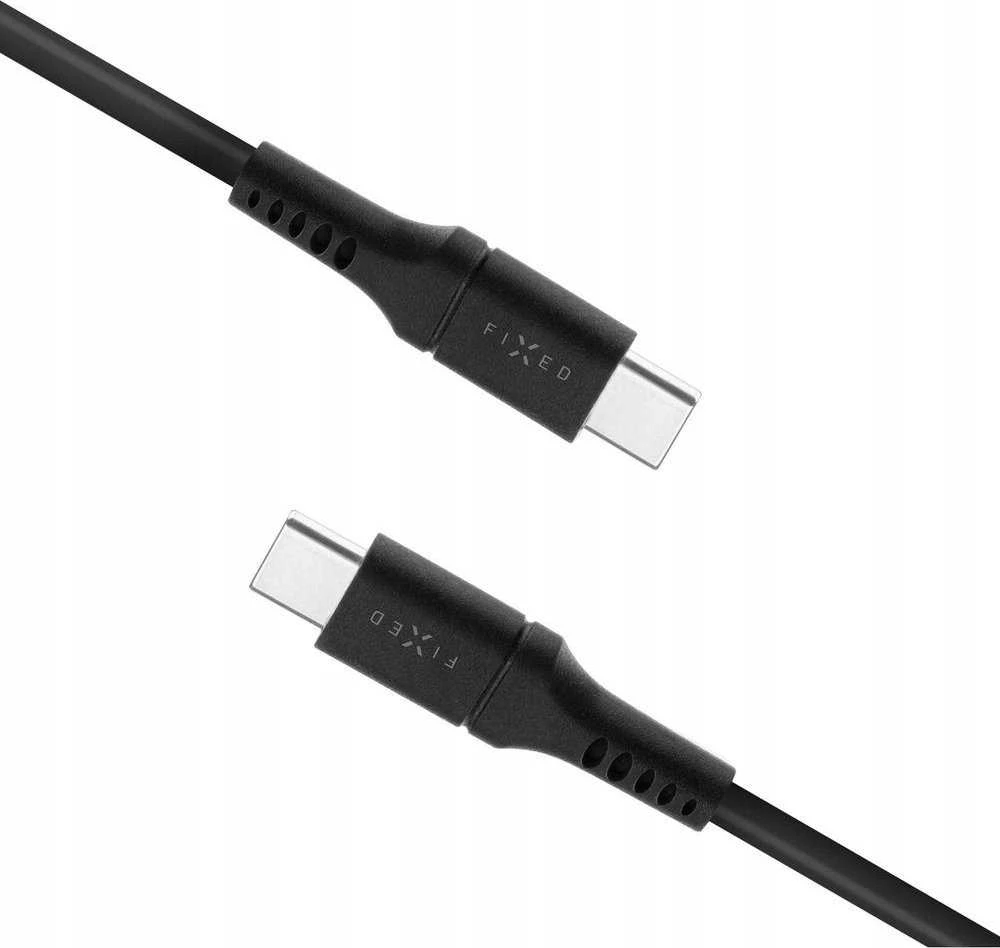 Fixed Ištaisyta | Skysto silikono kabelis USB-C/USB-C, 1,2 m, 60 W | FIXDLS-CC12-BK