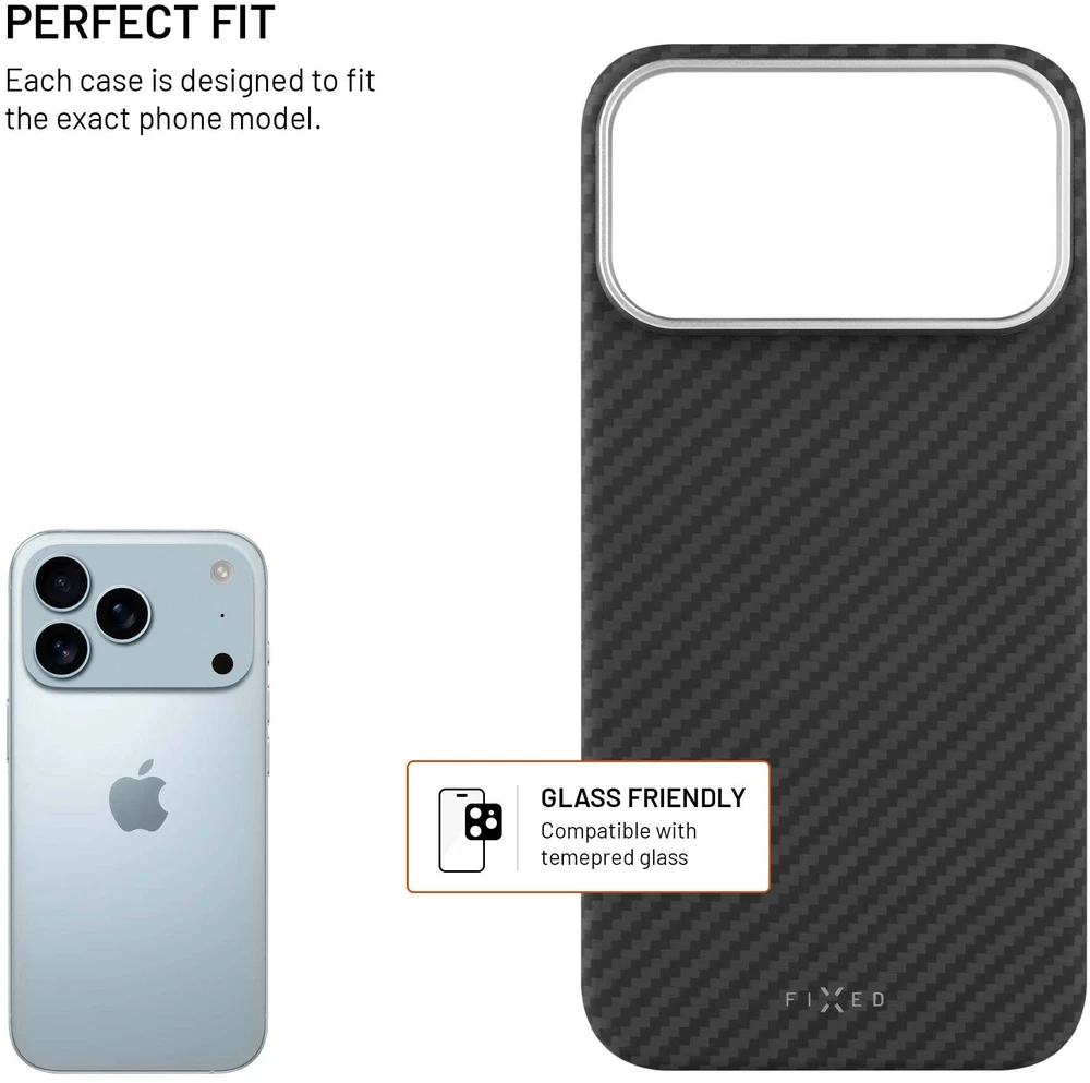Dėklas Fixed Fiksuotas MagVelar | Galinis dangtelis | Apple | iPhone 17 Pro Max | Aramidinis pluoštas | Juodas