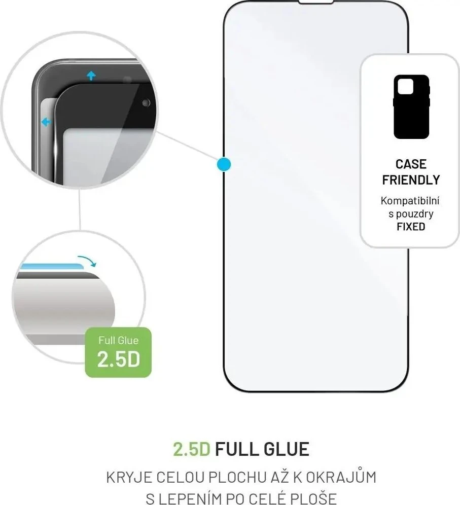 Fixed Fiksuotas pilnai padengiantis apsauginis stiklas Apple iPhone 14, juodas