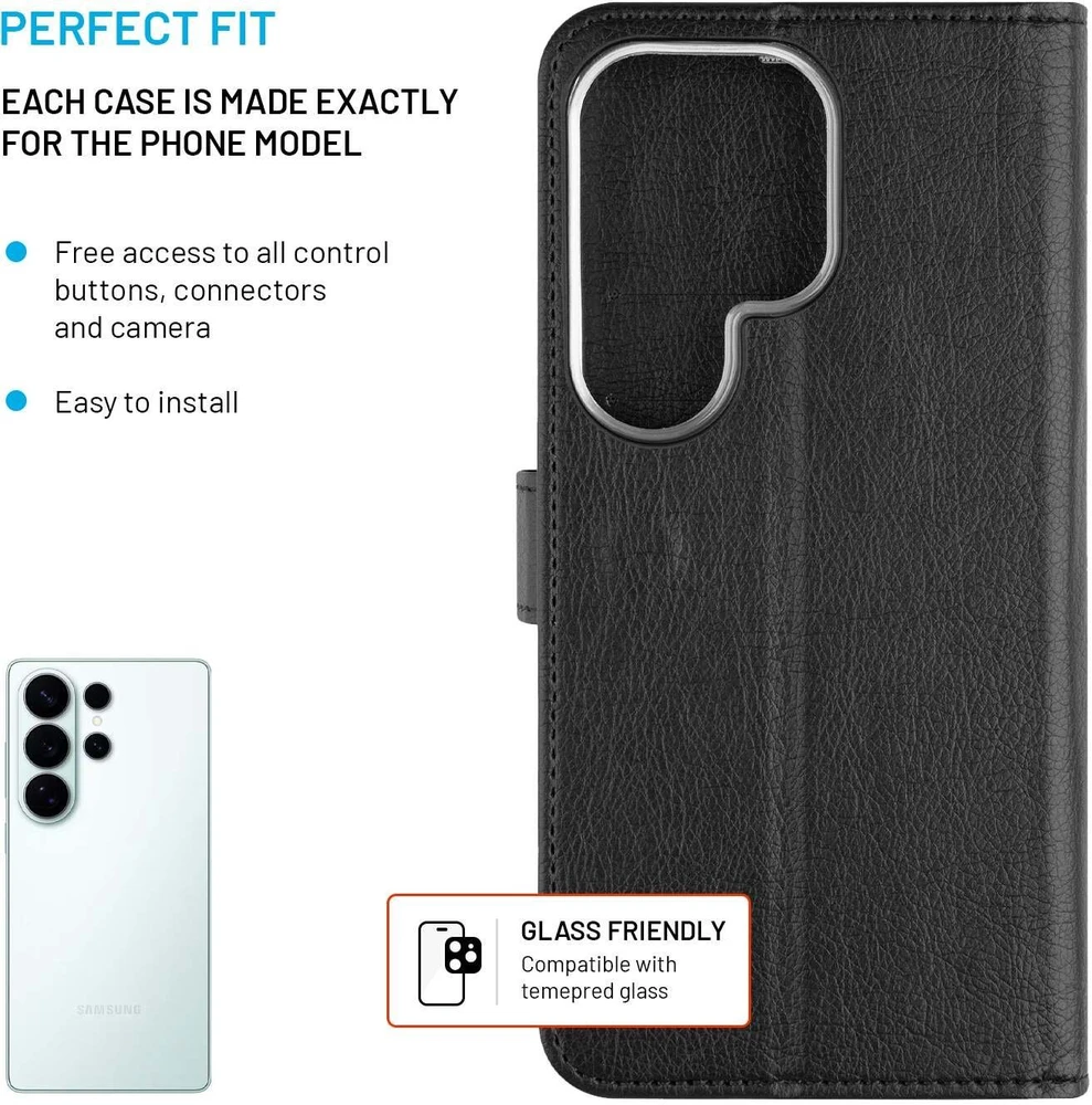 Dėklas Fixed Opus | Book Case | Samsung | Galaxy S26 Ultra | Synthetic leather | Juodas