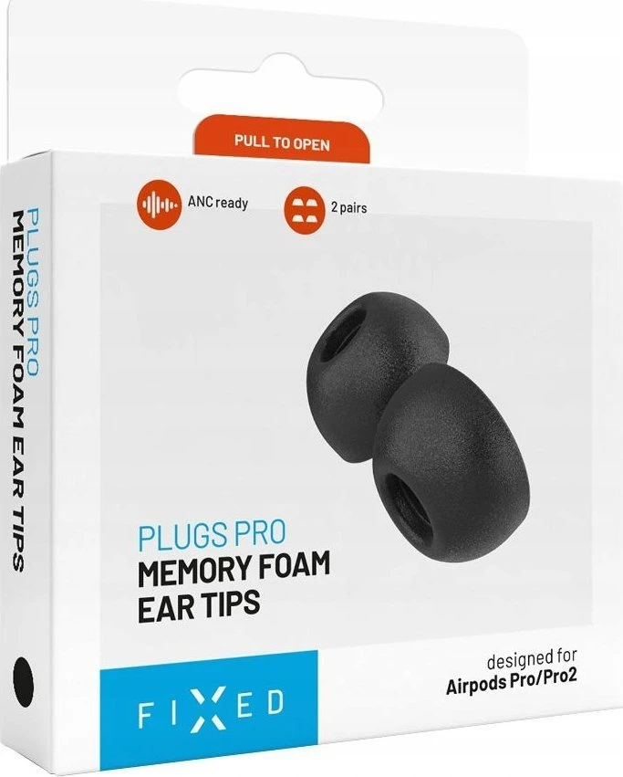 Fixed Plugs Pro, 2 komplektai, dydis S | Kištukai | Apple | Airpods Pro/Pro 2 | Putplastis | Juodas