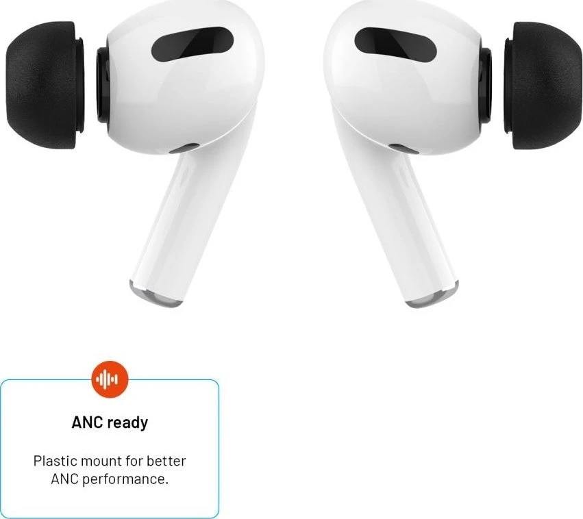 Fixed Plugs Pro, 2 rinkiniai, dydis XS | Kištukai | Apple | Airpods Pro/Pro 2 | Putplastis | Juodas