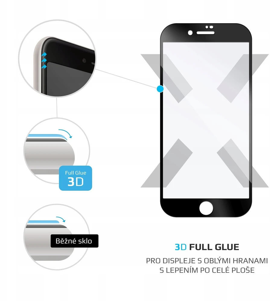 Fiksuotas Grūdintas stiklas ochrona FIXED 3D Full-Cover Apple iPhone 6/6S/7/8/SE (2020/2022) su gluingem na półscreen juoda