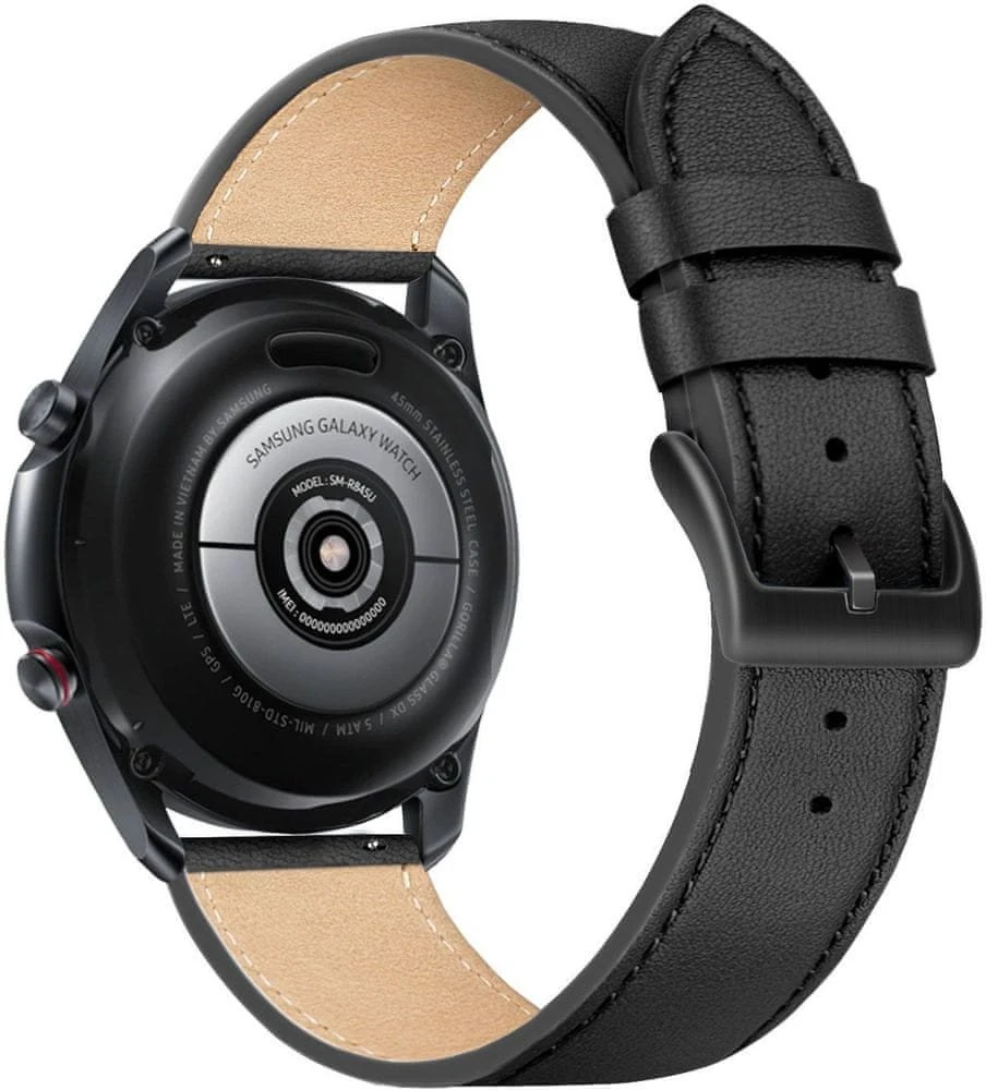 Fixed | Leather Strap with Quick Release 22mm for Išmanusis laikrodis | Juodas