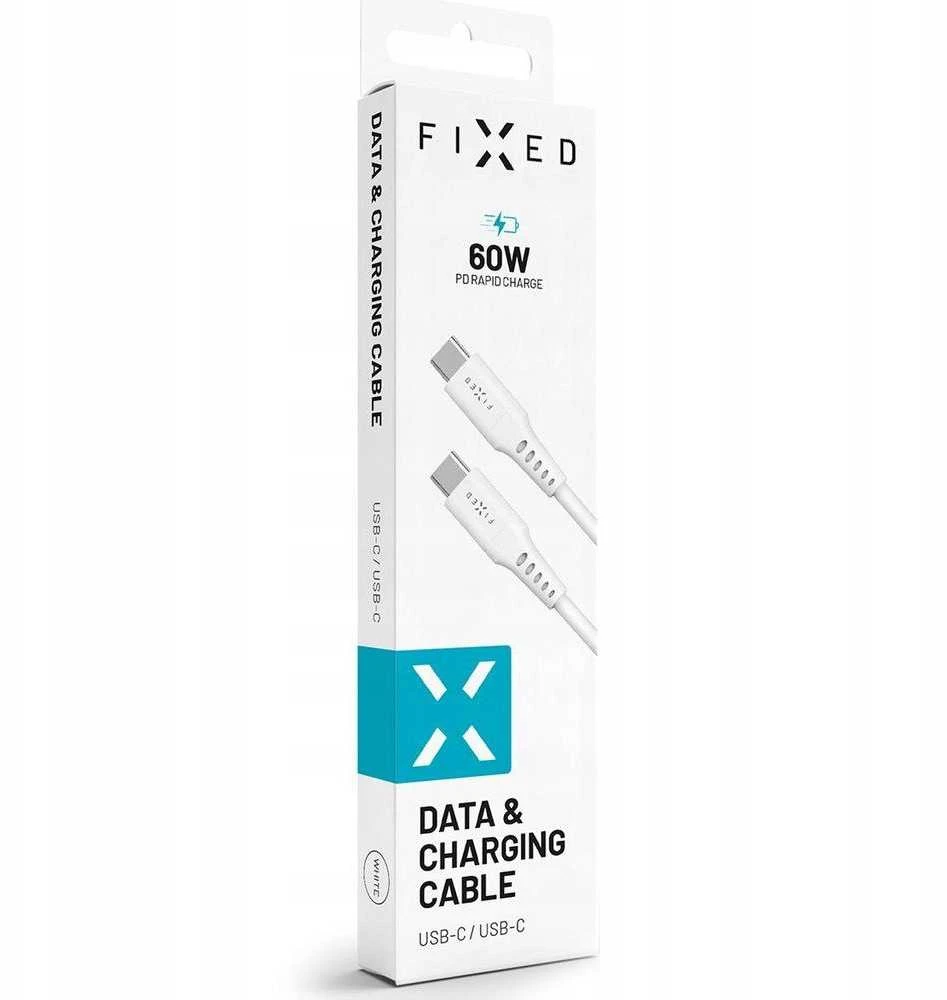 Fixed Ištaisyta | Skysto silikono kabelis USB-C/USB-C, 2m, 60W | FIXDLS-CC2-WH