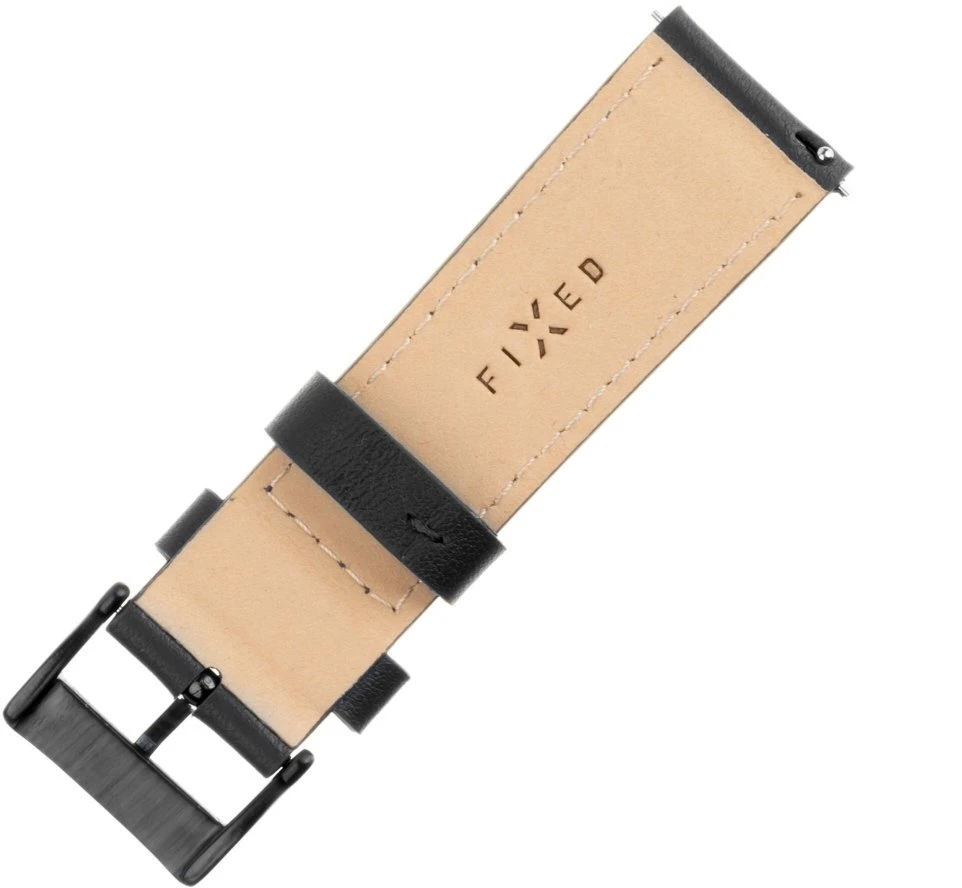 Fixed | Leather Strap with Quick Release 20mm for Išmanusis laikrodis | Juodas