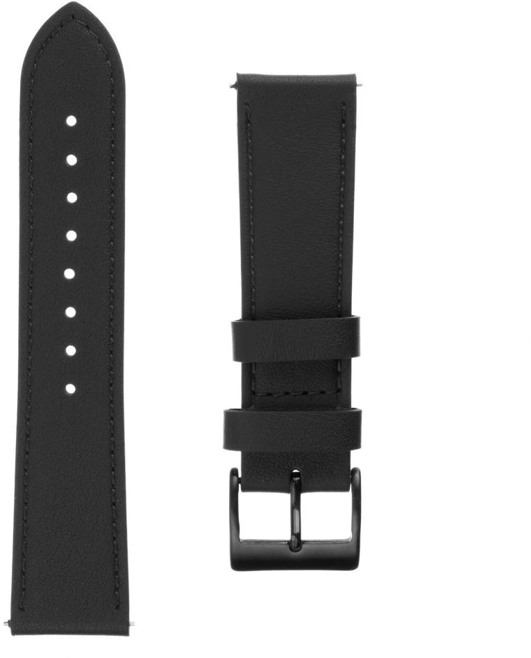 Fixed | Leather Strap with Quick Release 20mm for Išmanusis laikrodis | Juodas