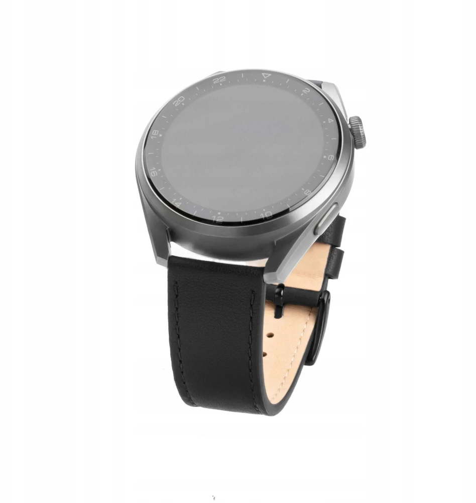 Fixed | Leather Strap with Quick Release 20mm for Išmanusis laikrodis | Juodas