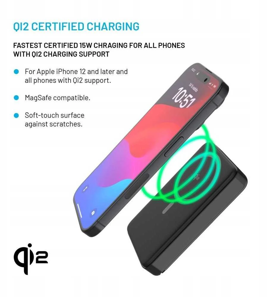 Fixed Pataisytas MagZen 10 Pro su Qi2 belaidžiu įkrovimu ir MagSafe palaikymu 10000 mAh juoda