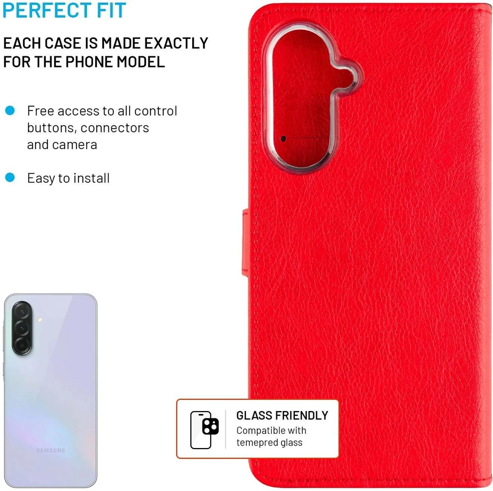 Fixed Opus | Knygų dėklas | Samsung | Galaxy A37 5G | Sintetinė oda | Raudona