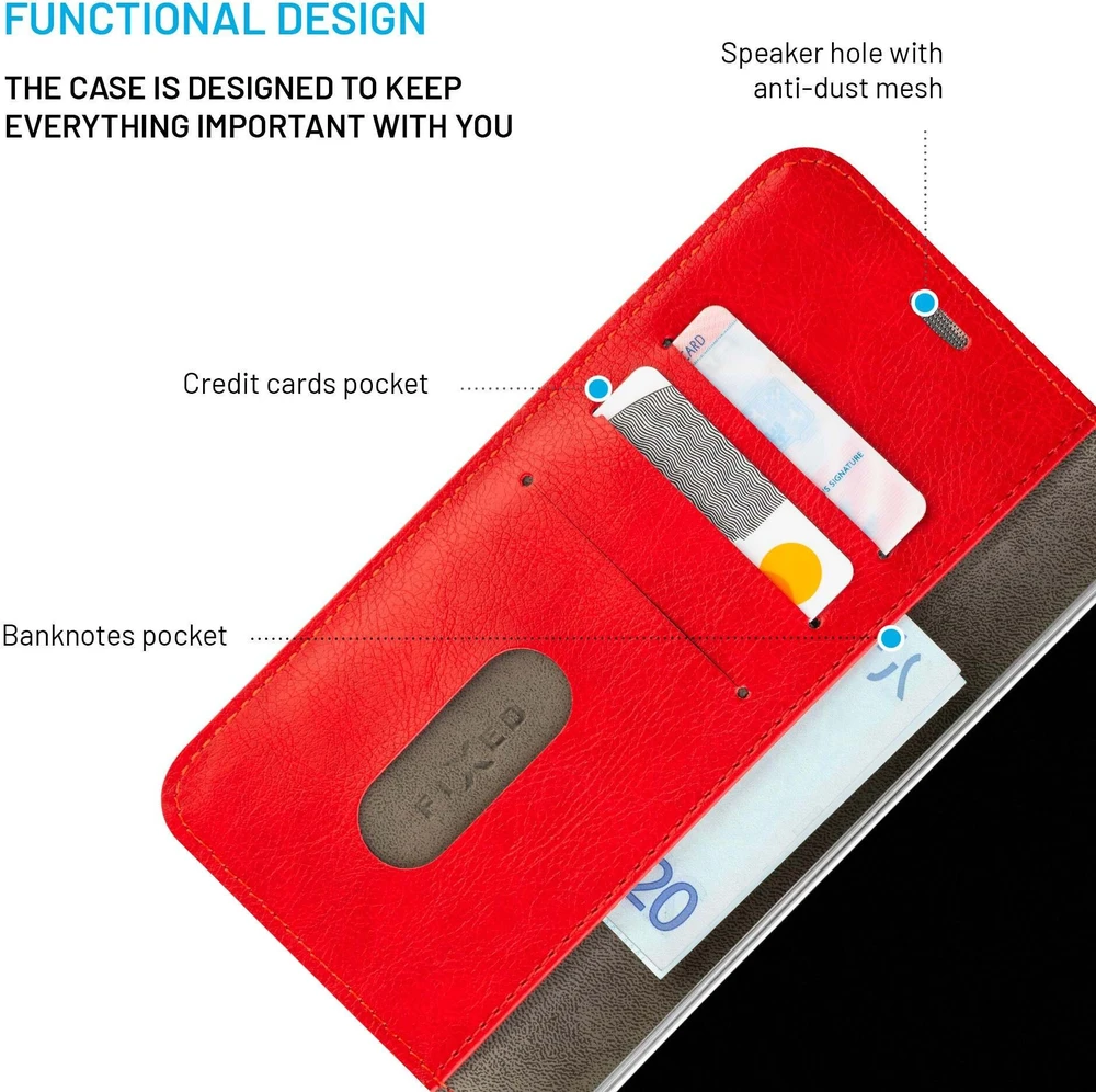 Fixed Opus | Knygų dėklas | Samsung | Galaxy A37 5G | Sintetinė oda | Raudona
