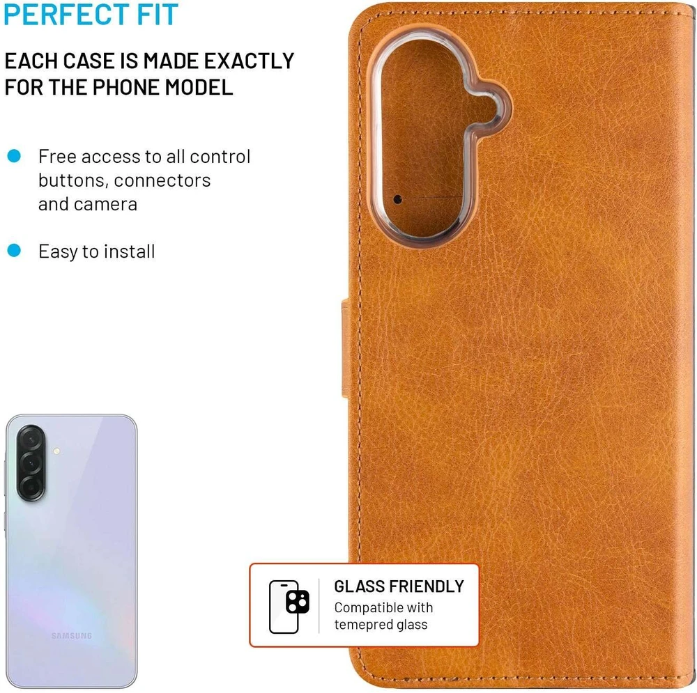 Fixed Opus | Knygų dėklas | Samsung | Galaxy A37 5G | Sintetinė oda | Ruda