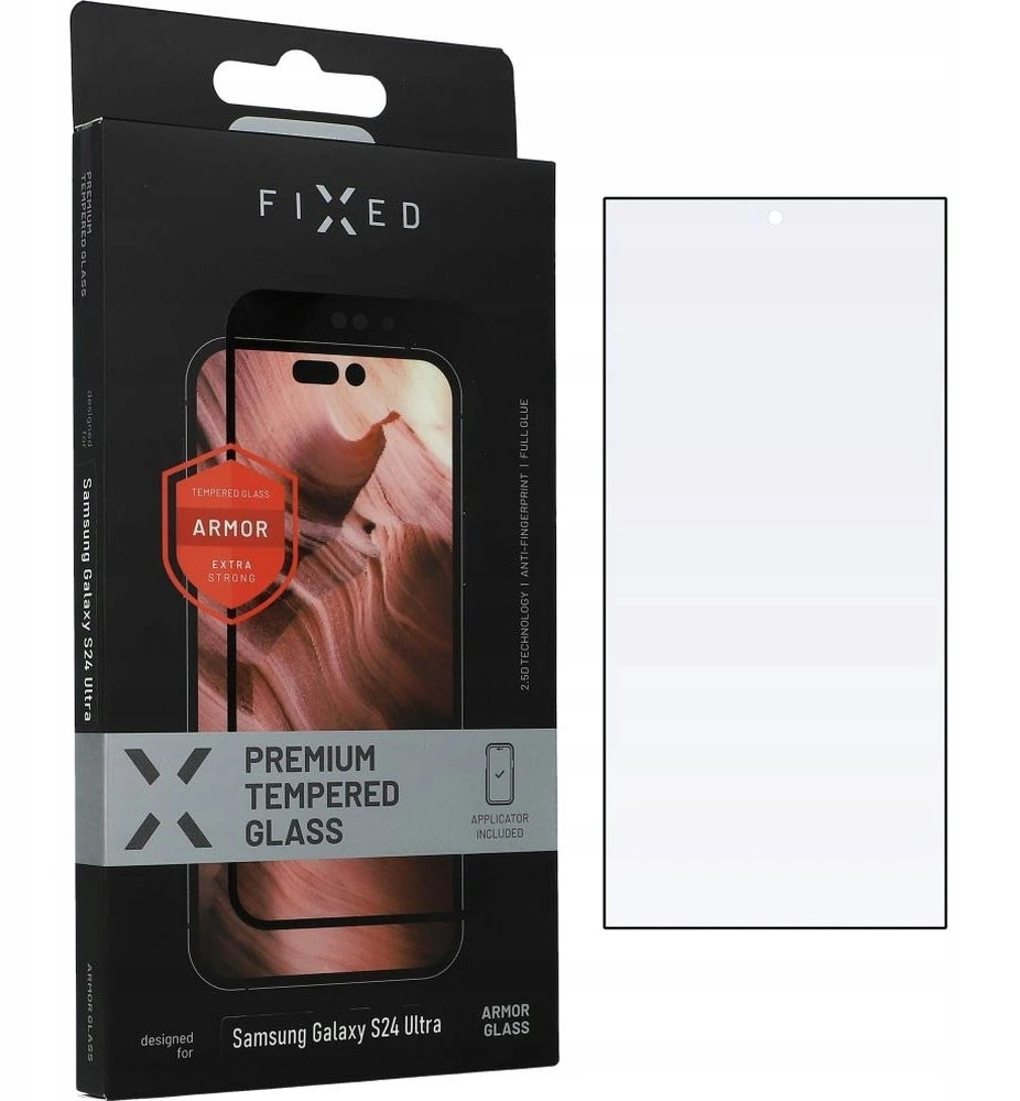 Fixed Premium grūdintas stiklas ochronne FIXED Armor su aplikatorem do Samsung Galaxy S24 Ultra juoda