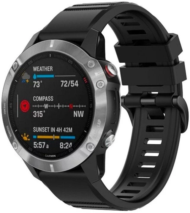 Fiksuotas | Silikoninis dirželis, skirtas „Garmin QuickFit 22mm“ | Juodas
